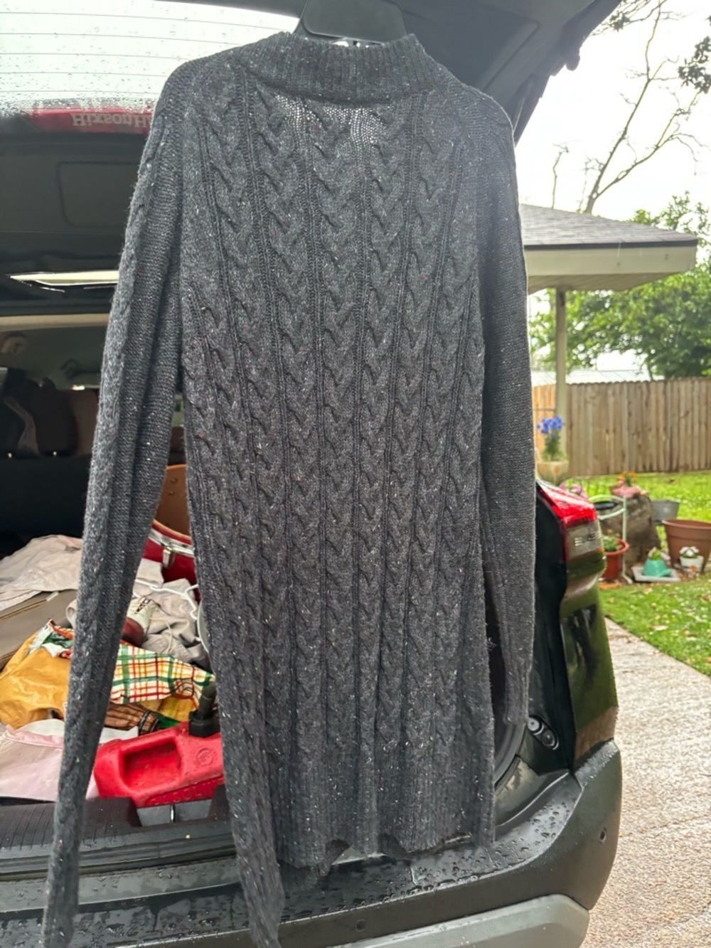 Bass Women's Charcoal Cable Knit Sweater Cardigan with Large Buttons - Picture 3 of 3
